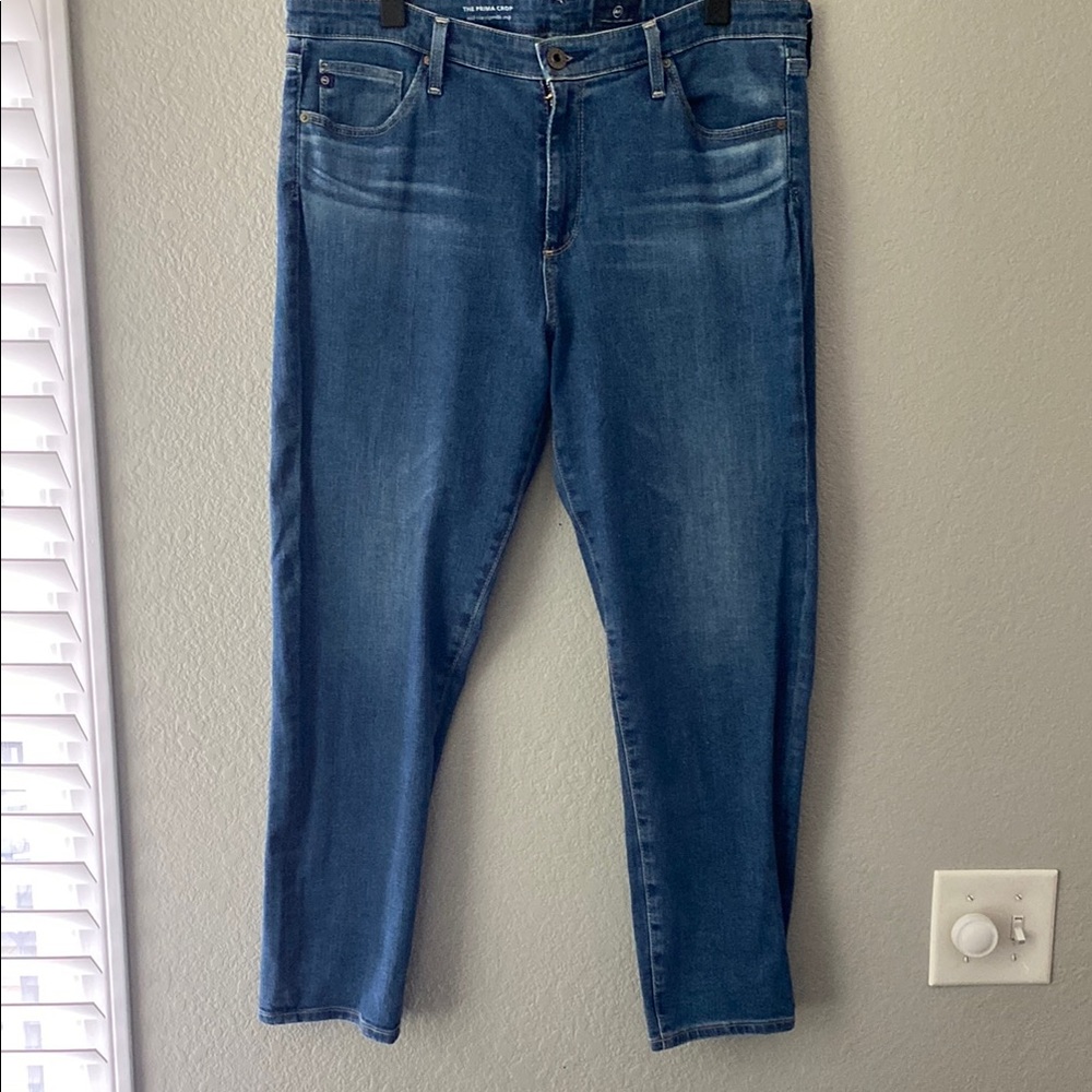 Ag Adriano Goldschmied Blue Straight Jeans Medium Wash